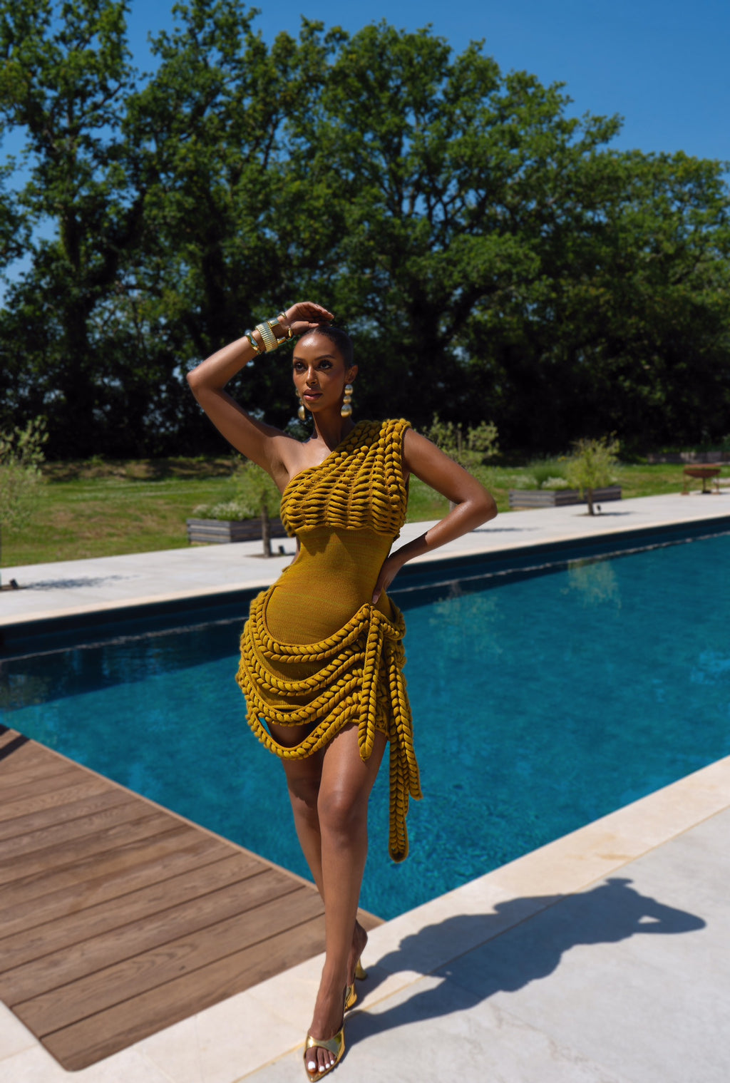 OLIVA DRESS - OLIVE GREEN/MUSTARD