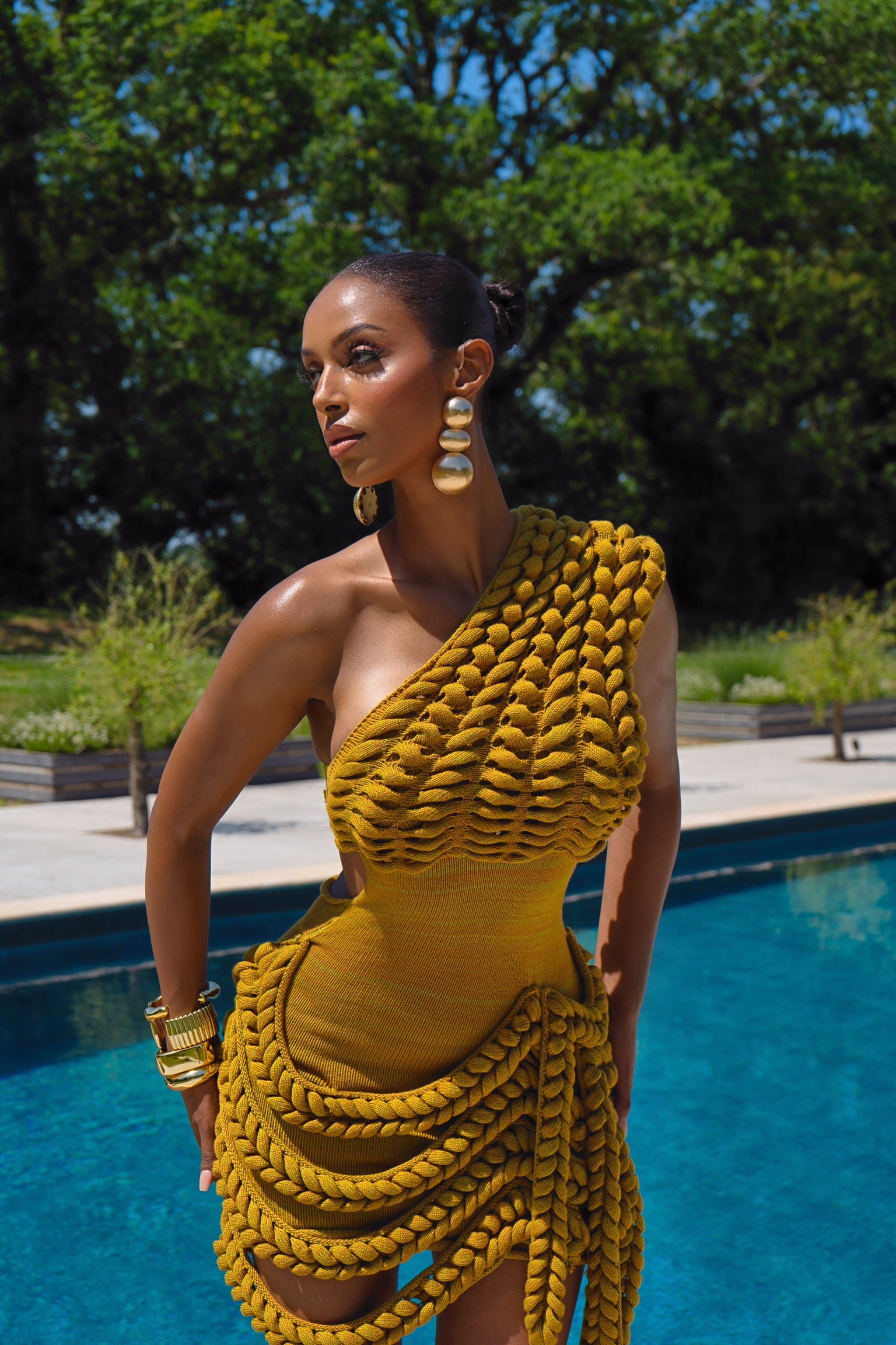 OLIVA DRESS - OLIVE GREEN/MUSTARD