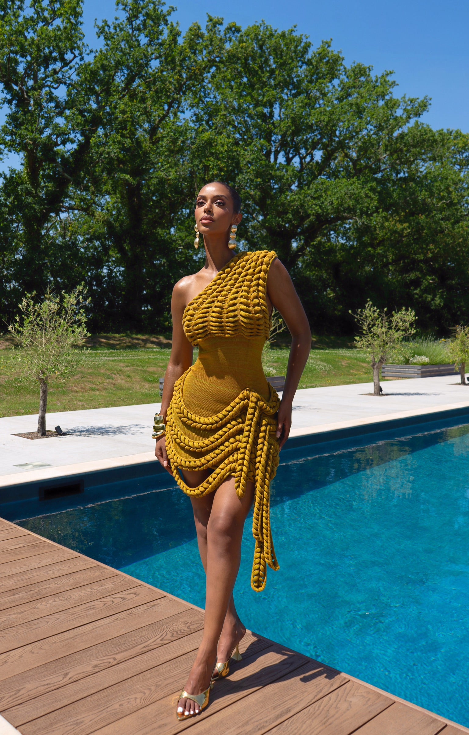 OLIVA DRESS - OLIVE GREEN/MUSTARD