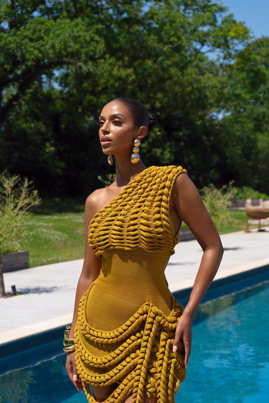 OLIVA DRESS - OLIVE GREEN/MUSTARD