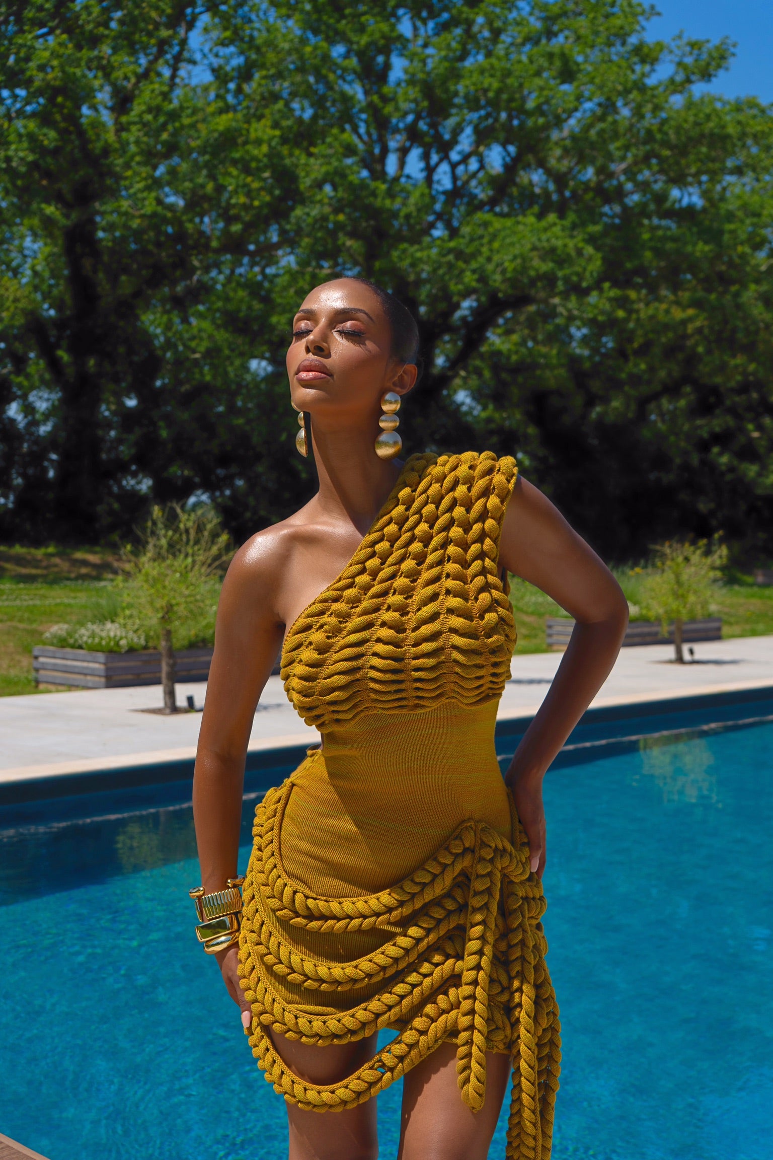 OLIVA DRESS - OLIVE GREEN/MUSTARD