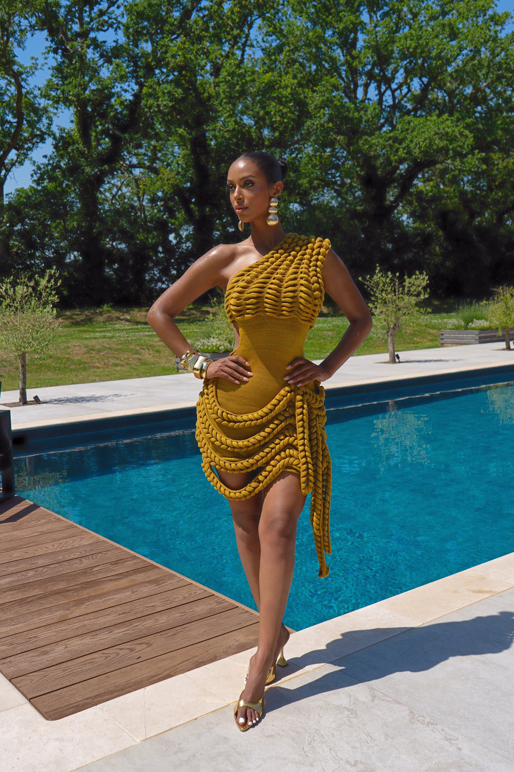 OLIVA DRESS - OLIVE GREEN/MUSTARD