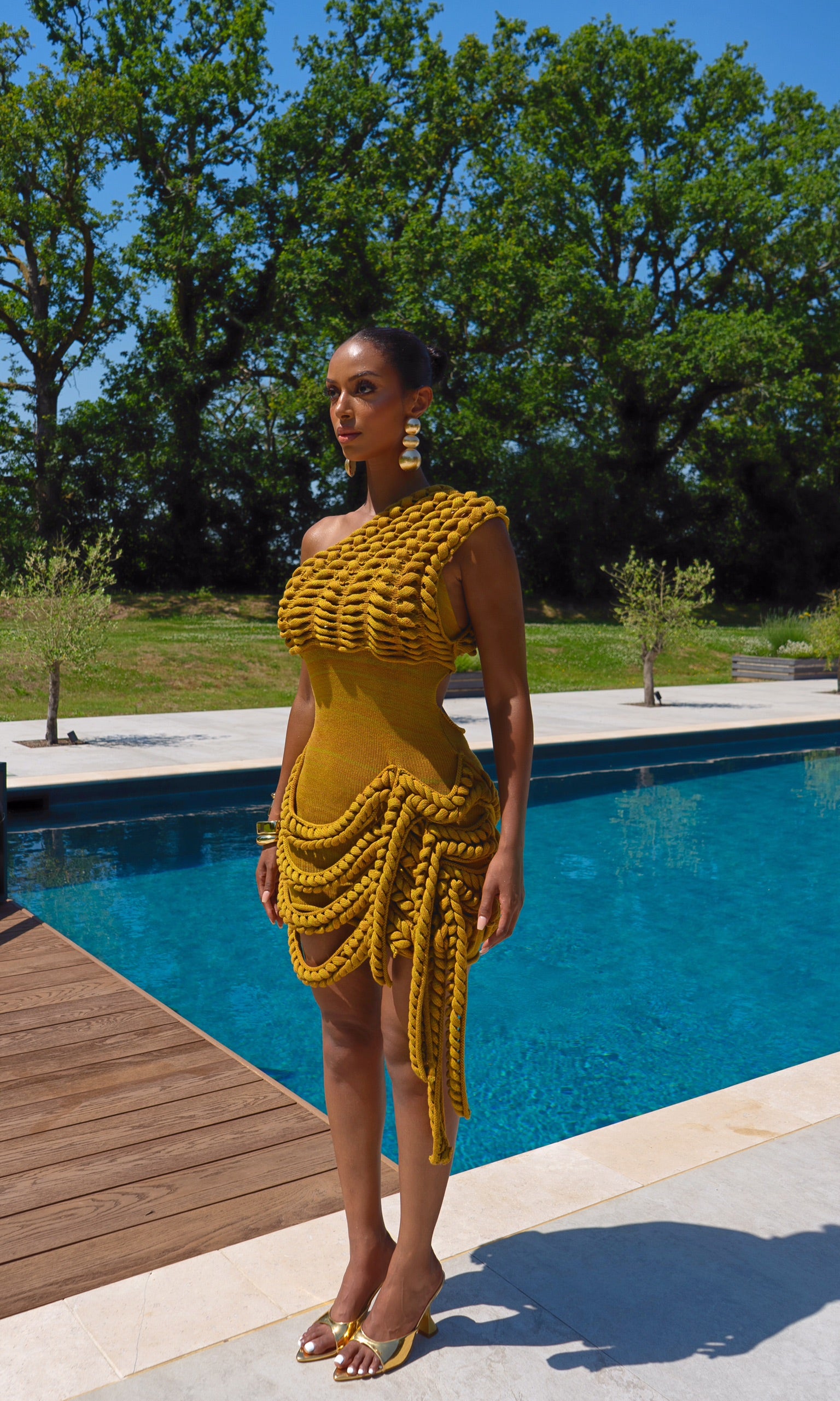 OLIVA DRESS - OLIVE GREEN/MUSTARD